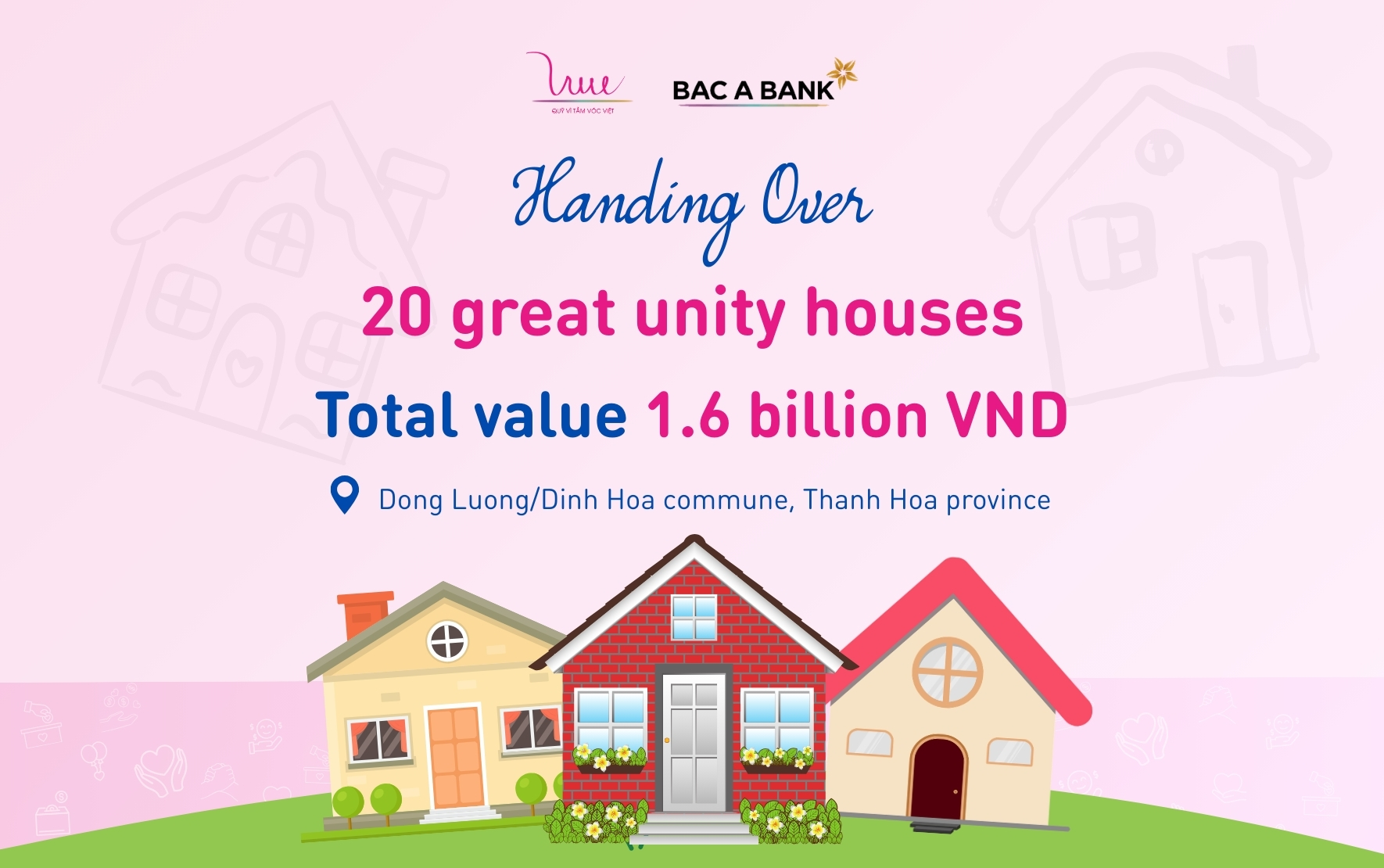 Handing over 20 great unity houses with a total value of 1.6 billion VND